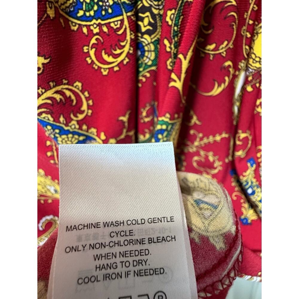 Lauren Ralph Lauren Red Paisley Faux Wrap Jersey Dress Size 10P - Picture 11 of 14